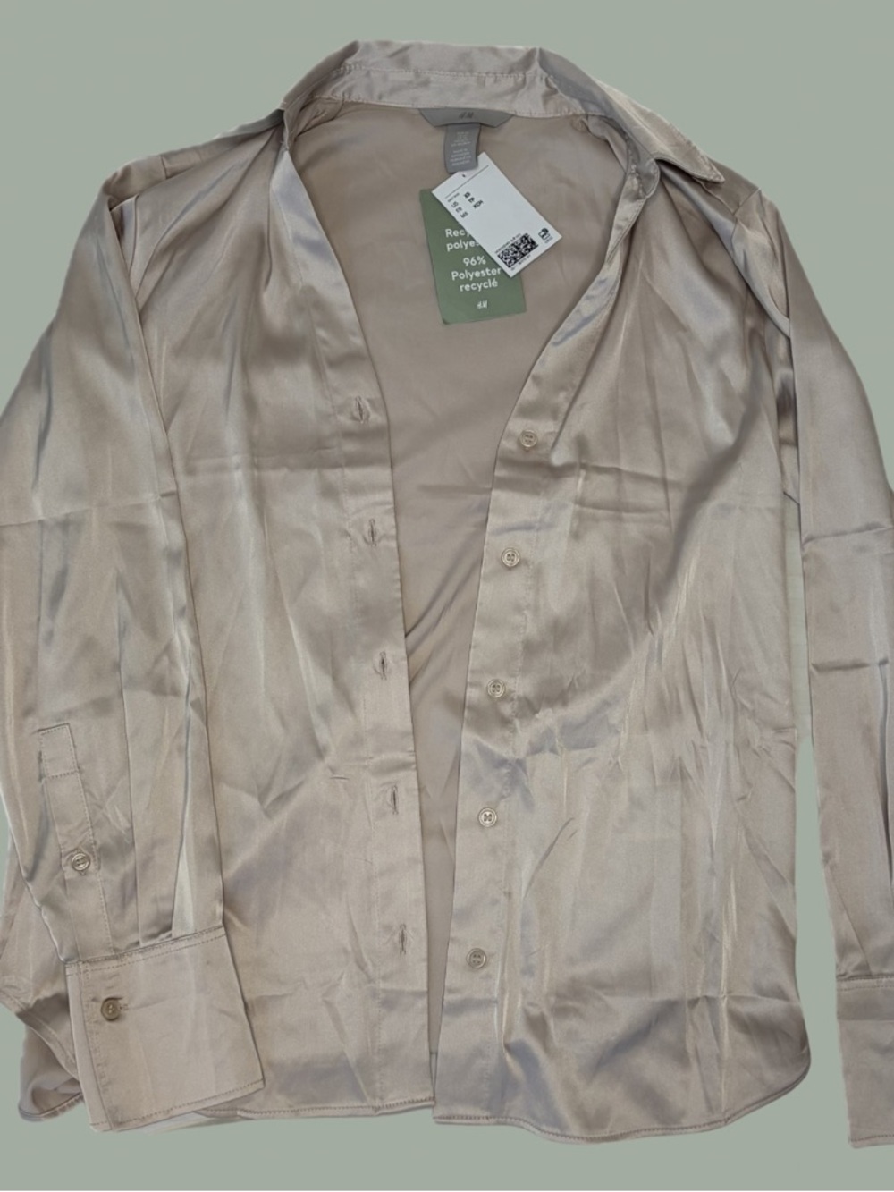 H&M Cream Satin Button Up NWT